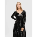 Selected Femme Alaia LS Midi Sequins Dress Black 34