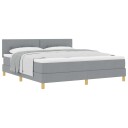  Box Spring Seng med Madrass Lysegrå 180x200 cm Stoff