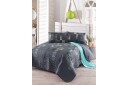 Eponj Home Sengeteppe Dobbelt 200x220+2 Putetrekk Quiltet Antrasitt/Svart/Hvit