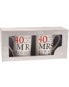 Mr. and Mrs. Right - 2 stk 40 års Jubileumskrus med Tekst