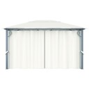vidaXL Paviljong med gardin og LED-strenglys 4x3 m krem aluminium