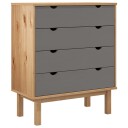 vidaXL Nattbord brun og grå 76,5x39,5x90 cm heltre furu