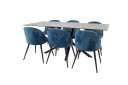 Venture Design Piazza & Velvet spisegruppe Blå/mørkegrå 6 stoler & bord 180 x 90 cm