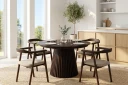 Spisegruppe Bark Peyra 120 220 cm Røkt eik Røkt eik/Beige  