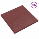 vidaXL Fallbeskyttelsesfliser 6 stk. Rød 50 x 50 cm Gummi