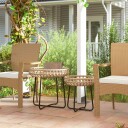 Sett med 2 sidebord polyrattan Ø60/41 cm rundt værbestandig hagebord med X ben justerbare fotputer utendørs balkongbord salongbo