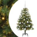  Kunstig hengslet juletre med kjegler grønn 150 cm