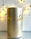 Lyslykt gull med Juletre motiv God Jul og Led-lys