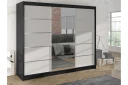 Cyria Garderobe med romslig Oppbevaring og Skyvedører med Speil 200x215 cm - Hvit/Svart