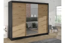 Cyria Garderobe med Speil 200x215 cm - Brun/Svart