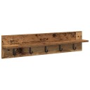 Vegghengt kleshenger med hylle Gammelt tre 80 x 10.5 x 18 cm