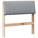  Polstret sengegavl Lysegrå 75 cm Massiv furu