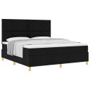 Box Spring Seng med Madrass Svart Super King Stoff