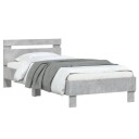 vidaXL Sengeramme med hodegavl betonggrå 90x200 cm konstruert tre 8721012238862
