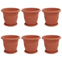 vidaXL Plantepotter 6 pcs Klinker Rød Ø 26 x 21.5 cm Plast