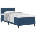  Box Spring Seng med Madrass Blå 90x200 cm Stoff