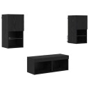  TV Veggskap 4 pcs Svart Eik 30,5 x 30 x 60 cm Konstruert tre