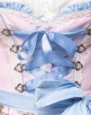 Lys Rosa Dirndl Oktoberfestkjole i Luksuskvalitet med Utformet Blomster på Forkle Strl L