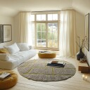 Runde tepper   Lindley Natural Cotton Shaggy greige/grønn Størrelse: Ø 240 cm