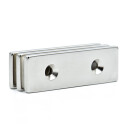 Kjøp sterk magnetplate 60 x 20 x 4 mm med to forsenkede hull