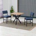 Stedum spisegruppe bord 70 cm + 2 stoler - Marineblå og Valnøtt