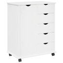 vidaXL Rullende skap med hjul Hvit 63,5 x 39 x 79 cm Massiv furu