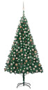 vidaXL Kunstig juletre med LED og kulesett i grønn 210 cm PVC