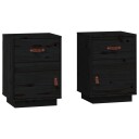 vidaXL Nattbord 2 stk svart 40x34x55 cm heltre furu