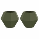 vidaXL Plantekassed 2 pcs Olivengrønn 50 x 50 x 40 cm Stål