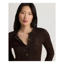 Lauren Ralph Lauren Cable Knit Cotton Blend Cardigan   CIRCUIT BROWN   XXL