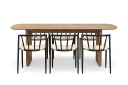 Richeto spisebord 210 cm med 6 Winston spisestoler - Naturlig finish / Beige / Metallben svart