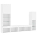 vidaXL Vegghengte TV-enheter med LED 4 deler hvit konstruert tre 8721012470699