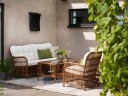 Brafab Anemon sofagruppe 3 seter sofa 2 lenestoler & bord Natur med hvit pute