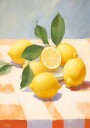 Lemons on Checkered Table citrus fruit Plakat Plakat / 50x70cm