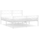 vidaXL Sengeramme i metall med hode- og fotgavl hvit 140x190 cm 8721012191235