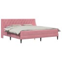 vidaXL Sengeramme med madrass med madrass Rosa 200 x 200 cm Fløyel