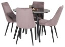 Venture Design Plaza & Leone spisegruppe Svart/rosa 4 st stoler & bord 100 cm