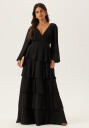 Goddiva Long Sleeve Tiered Maxi Dress