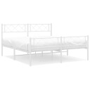 vidaXL Sengeramme i metall med hode- og fotgavl hvit 150x200 cm 8721012191259