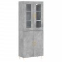 vidaXL Highboard betong grå 69,5x34x180 cm konstruert tre 8720845476274