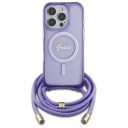 Guess Crossbody Cord Script MagSafe Etui for iPhone 16 Pro Max - Lilla