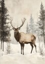 Elk Winter Nostalgia Poster Plakat / 70x100cm