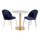 House Nordic Bolzano Spisebord, marmor look, messing ben Ø90   Unoliving