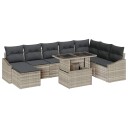vidaXL Sofa sett 9 stk. Lysegrå polyrotting