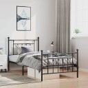 vidaXL Sengeramme i metall med hode- og fotgavl svart 100x190 cm 8720845883294