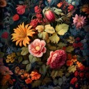Lush Dark Floral Bloom Plakat / 30x30