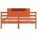  Seng med bokhylle uten madrass voksbrun 140x200 cm heltre furu 8721158606532