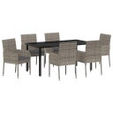  7-delt hagesett med puter grå poly rattan.