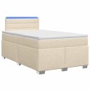 vidaXL Box Spring Seng med Madrass og LED Krem 120 x 200 cm Stoff