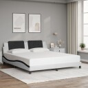  Sengeramme med LED-lys hvit og svart 180x200 cm kunstig lær 8721012358454